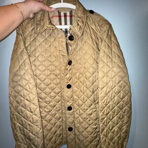 Quilted Tan Jacket with Button Closure